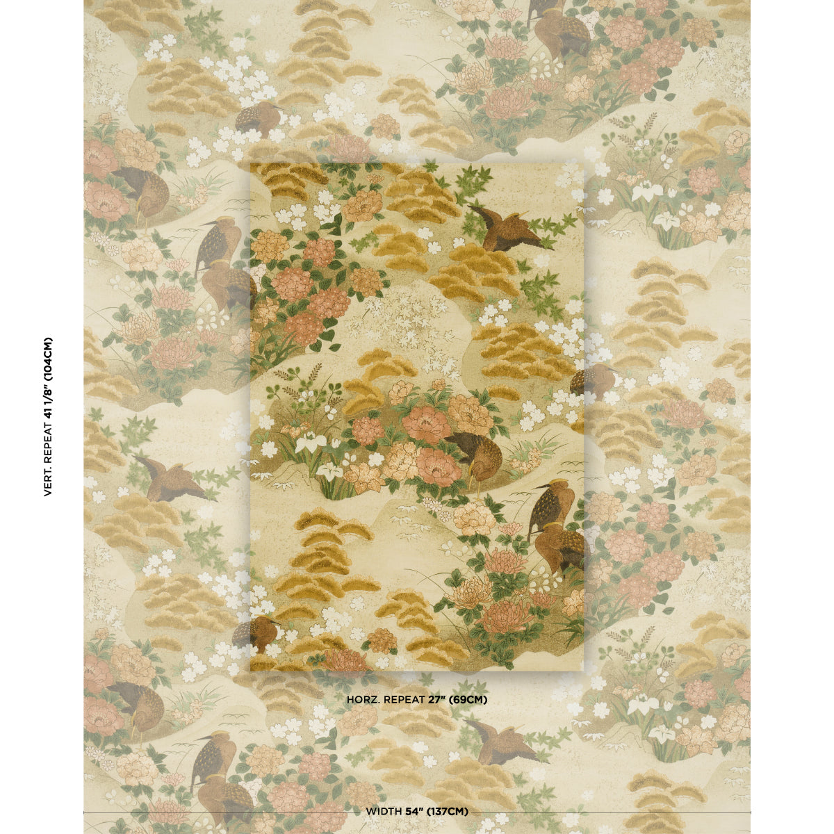 Golden Hills fabric in neutral color - pattern number 182871 - by Schumacher in the Japonisme collection