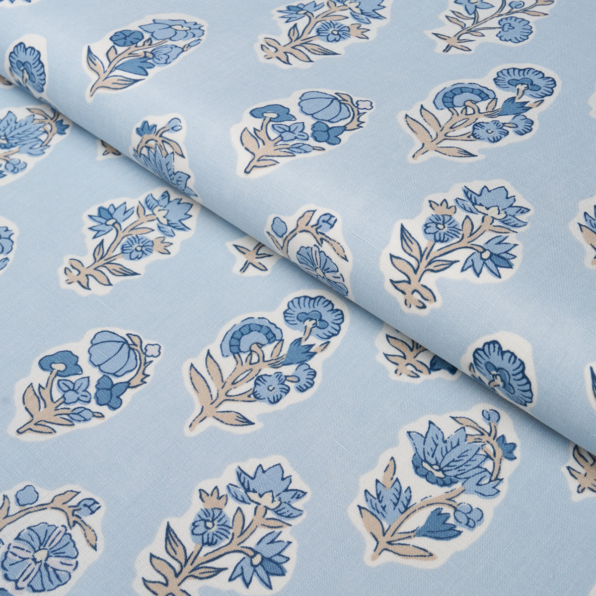 Anessa Hand-Screen Print fabric in Blue color - pattern number 182892 - by Schumacher in the Bohemia collection