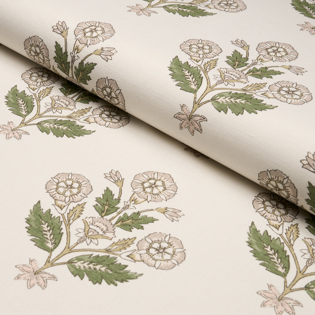 Dalila Hand-Screen Print fabric in Green color - pattern number 182911 - by Schumacher in the Bohemia collection