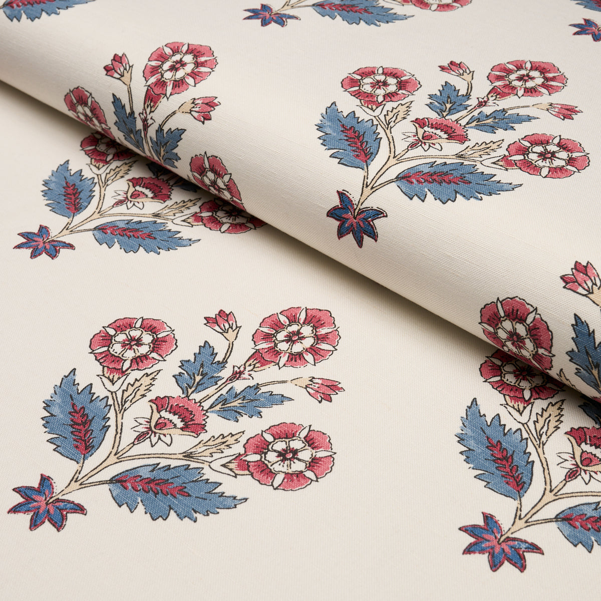 Dalila Hand-Screen Print fabric in Red & Blue color - pattern number 182912 - by Schumacher in the Bohemia collection