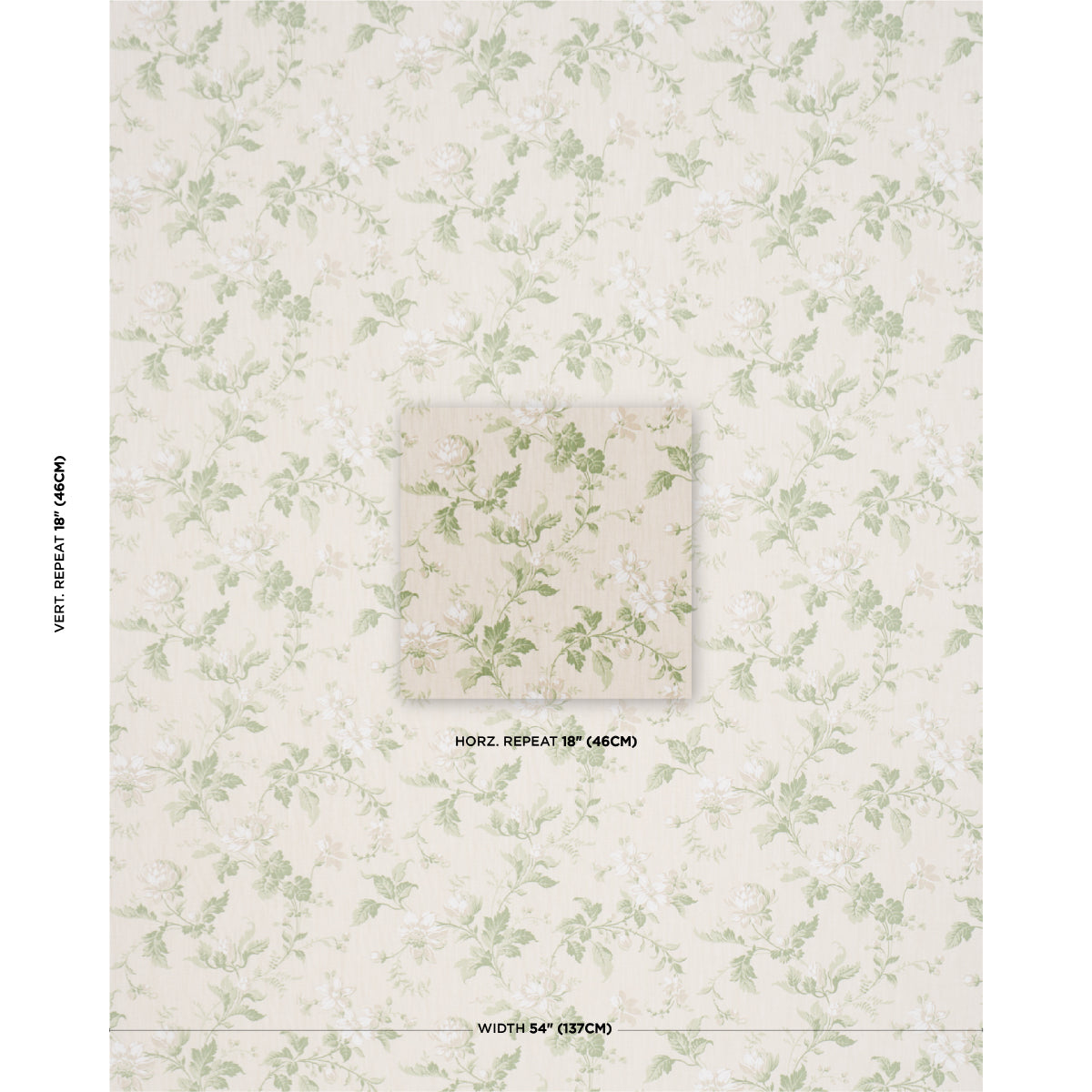 Blomslinga fabric in leaf color - pattern number 182940 - by Schumacher in the Borastapeter collection