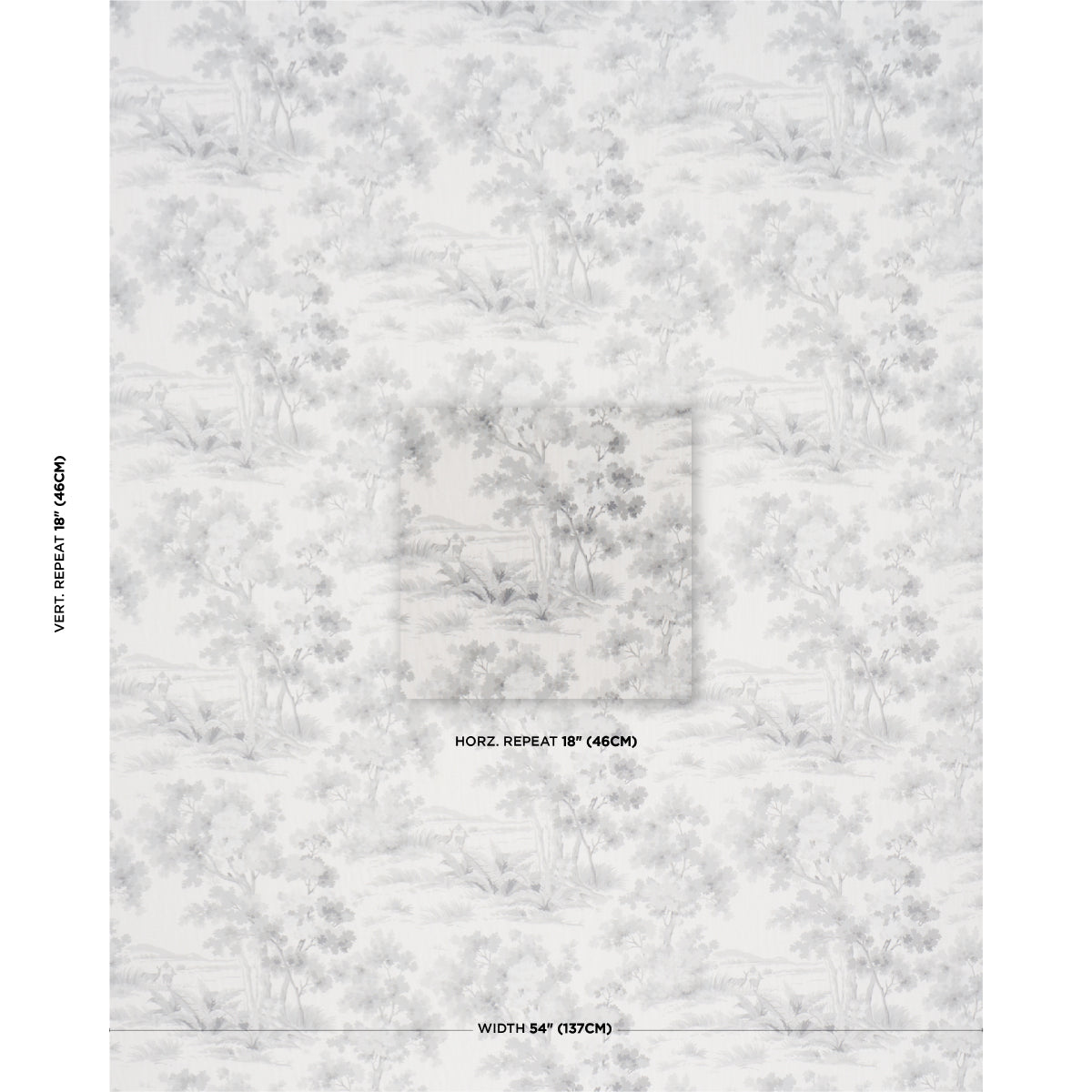 Countryside Morning fabric in grey color - pattern number 182961 - by Schumacher in the Borastapeter collection