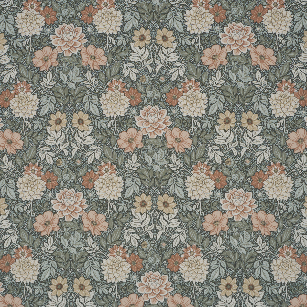 Dahlia Garden fabric in green color - pattern number 182970 - by Schumacher in the Borastapeter collection