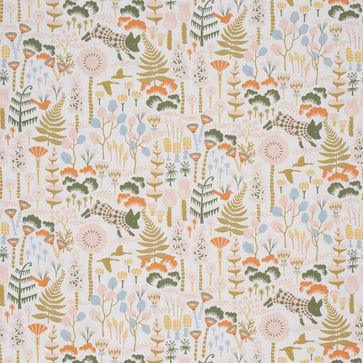 Hoppmosse fabric in ivory and multi color - pattern number 183001 - by Schumacher in the Borastapeter collection