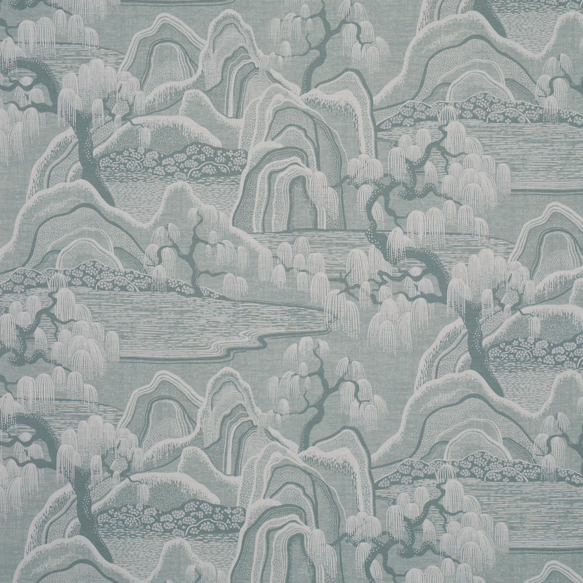 Indigo Garden fabric in mineral color - pattern number 183010 - by Schumacher in the Borastapeter collection