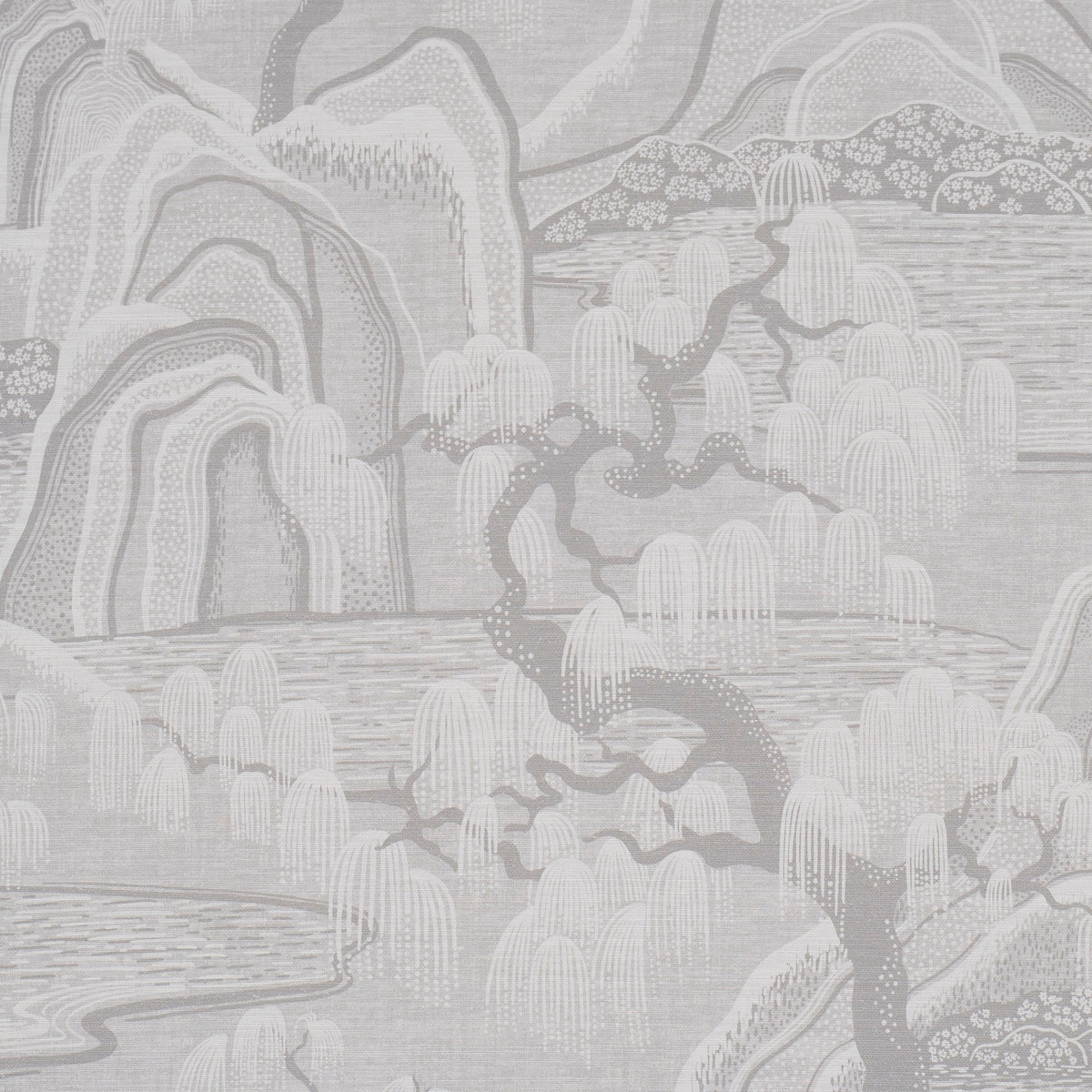 Indigo Garden fabric in grey color - pattern number 183011 - by Schumacher in the Borastapeter collection
