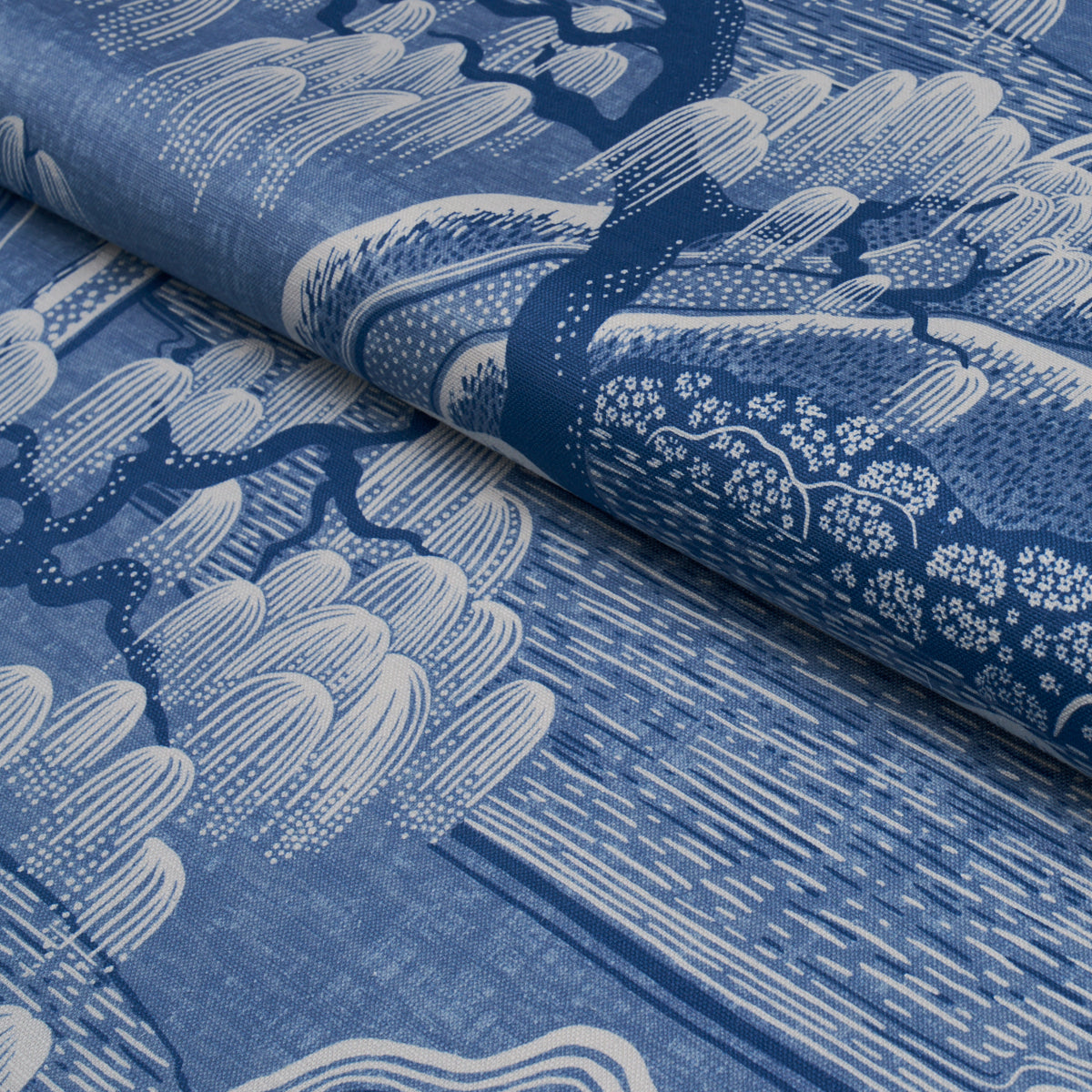 Indigo Garden fabric in blue and white color - pattern number 183012 - by Schumacher in the Borastapeter collection