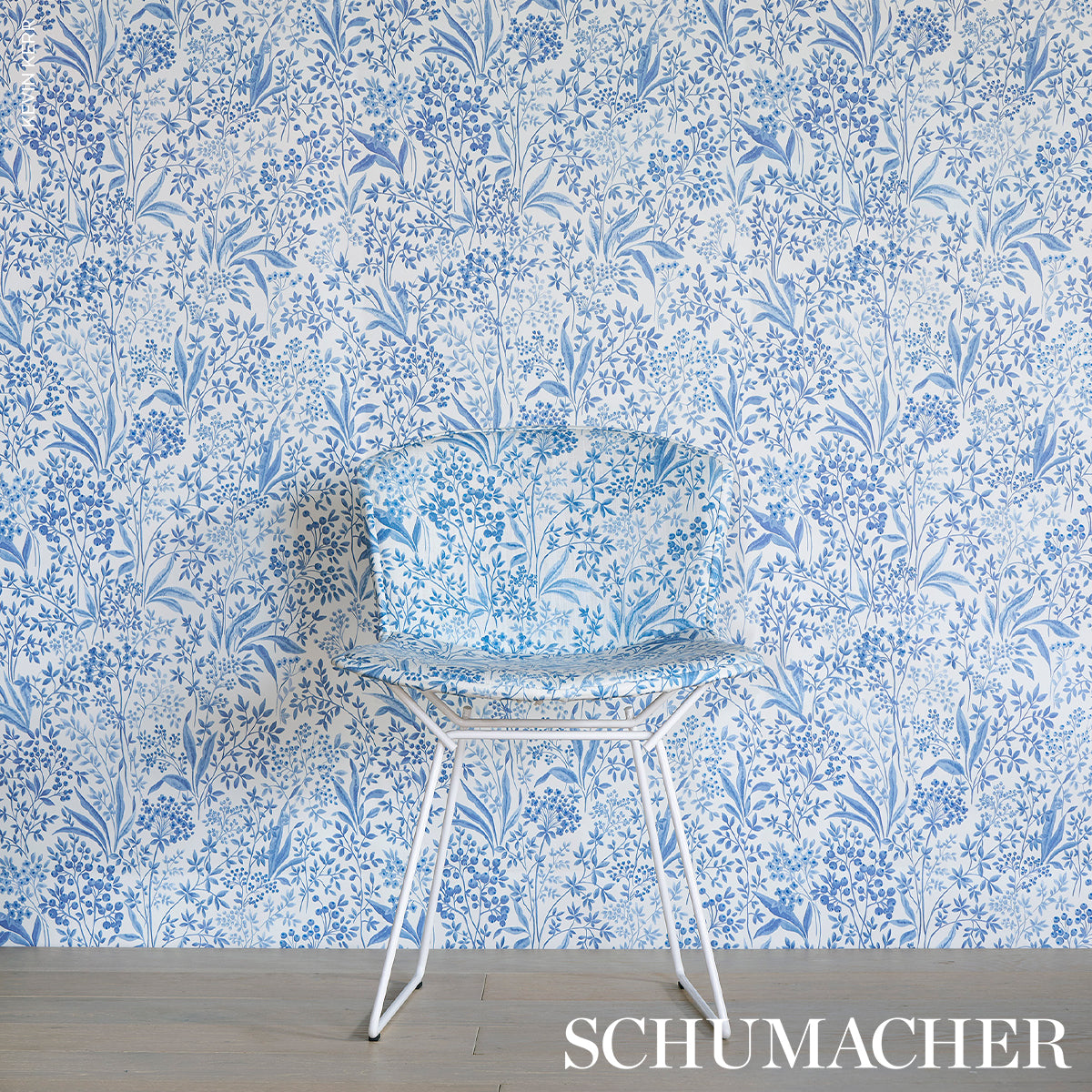 Nocturne fabric in blue and white color - pattern number 183022 - by Schumacher in the Borastapeter collection