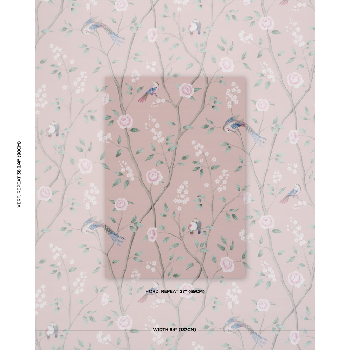 Paradise Birds fabric in blush color - pattern number 183031 - by Schumacher in the Borastapeter collection