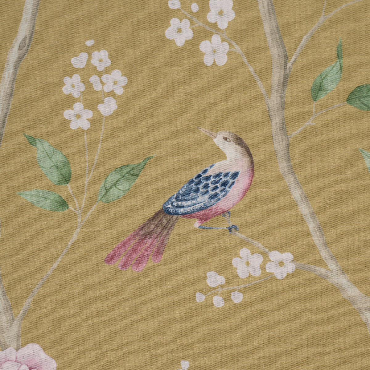 Paradise Birds fabric in gold color - pattern number 183032 - by Schumacher in the Borastapeter collection