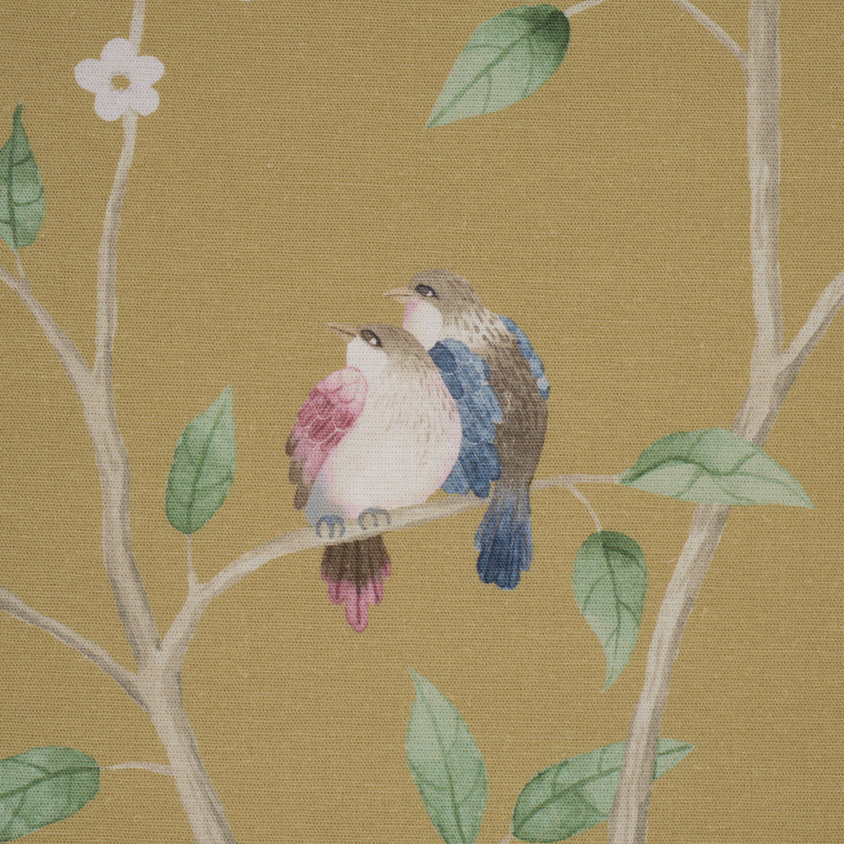 Paradise Birds fabric in gold color - pattern number 183032 - by Schumacher in the Borastapeter collection