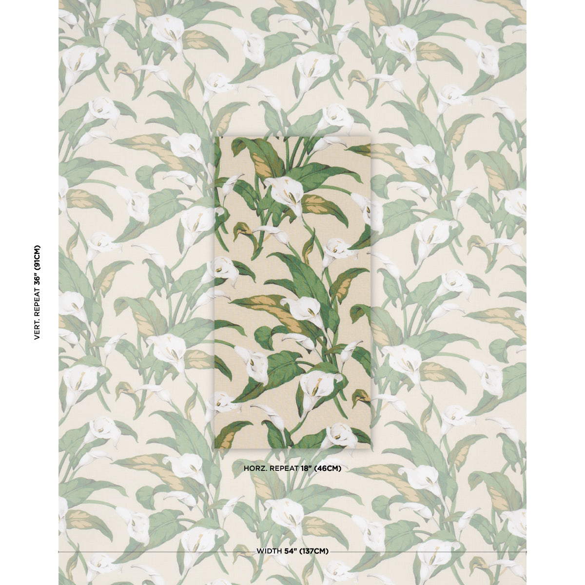 Arum Lilies fabric in Parchment color - pattern number 183122 - by Schumacher in the Schumacher Classics collection