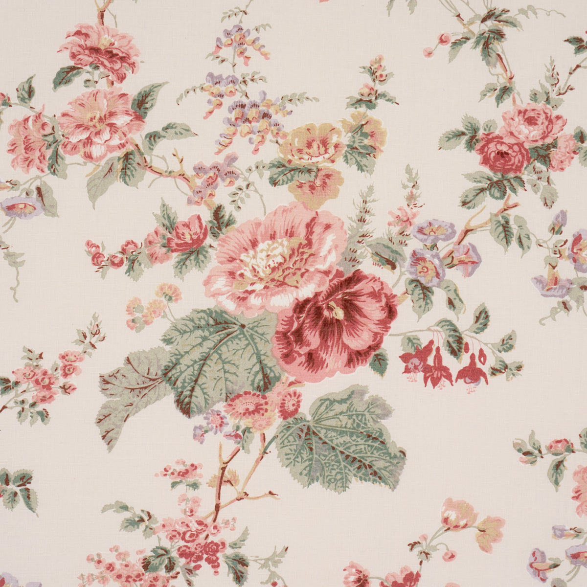 Midsummer Hollyhock fabric in Rose color - pattern number 183130 - by Schumacher in the Schumacher Classics collection