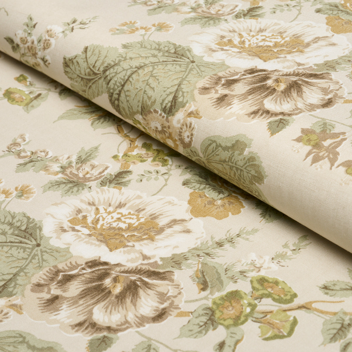 Midsummer Hollyhock fabric in Citron color - pattern number 183131 - by Schumacher in the Schumacher Classics collection