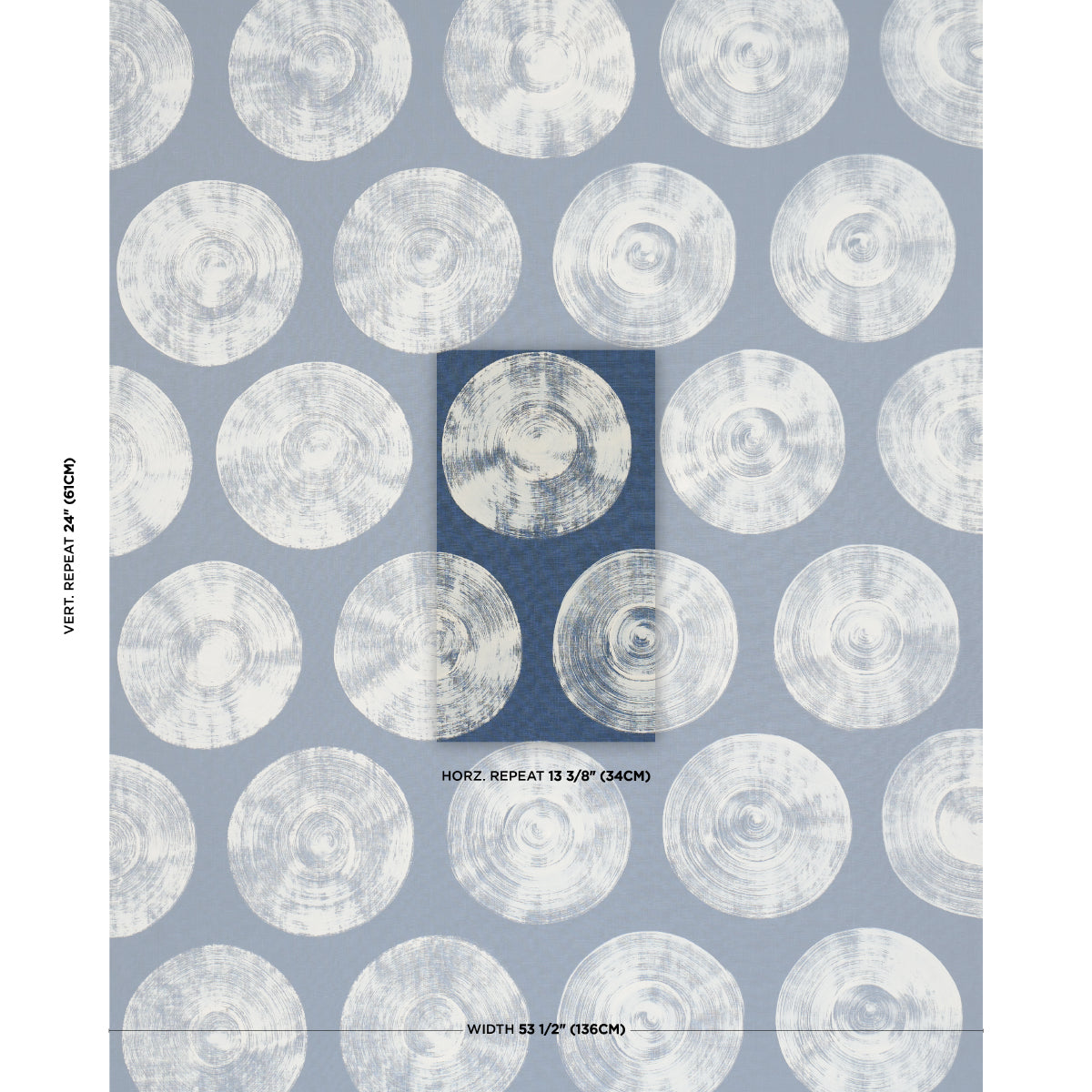 Painted Circles fabric in Indigo color - pattern number 183181 - by Schumacher in the Stars and Stripes collection