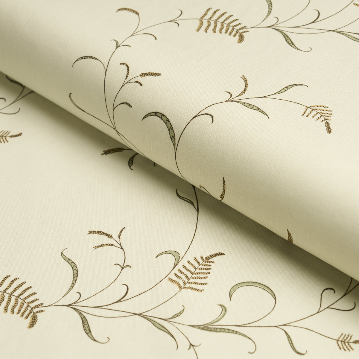 Winding Wheat fabric in Green color - pattern number 183201 - by Schumacher in the American Heritage collection