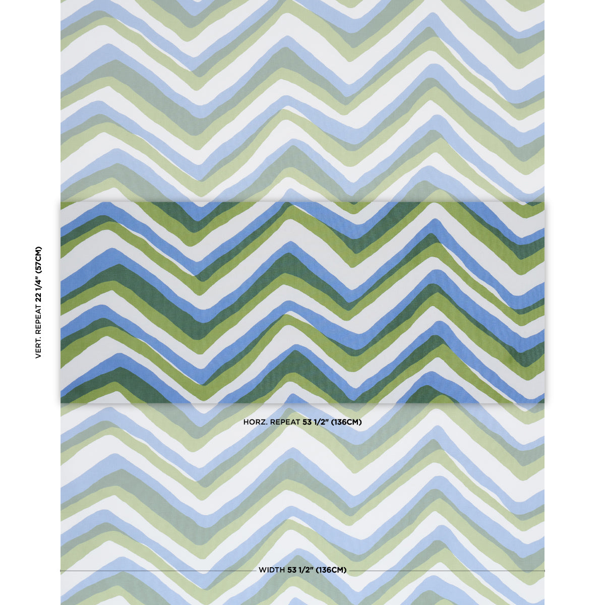 Chevron fabric in Green & Blue color - pattern number 183720 - by Schumacher in the Tillett collection