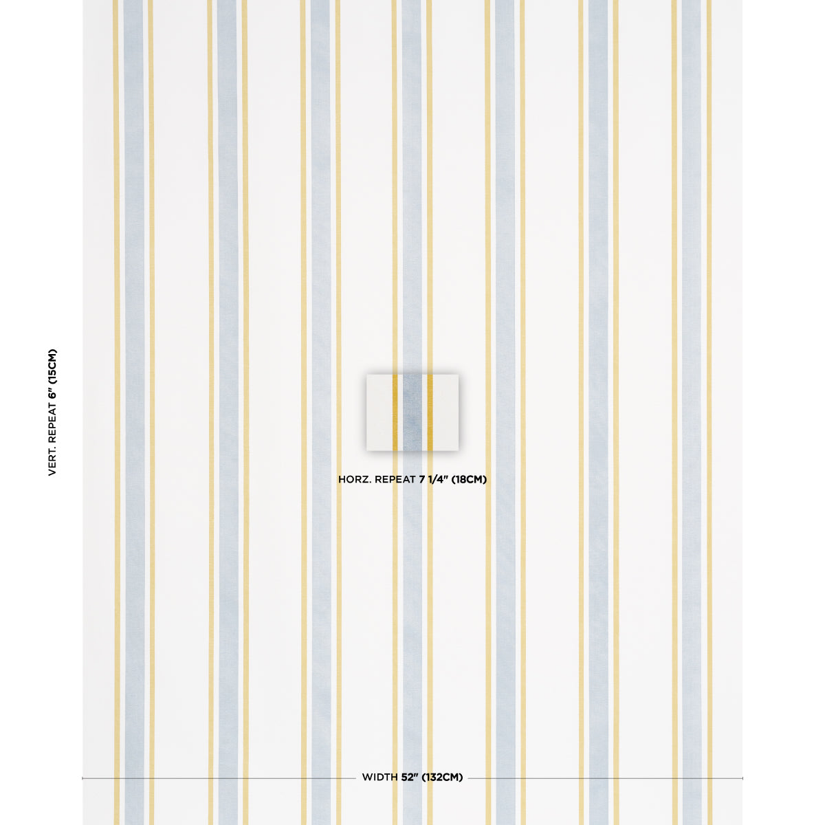 Hadwen Stripe fabric in Yellow & Blue color - pattern number 183743 - by Schumacher in the Tillett collection