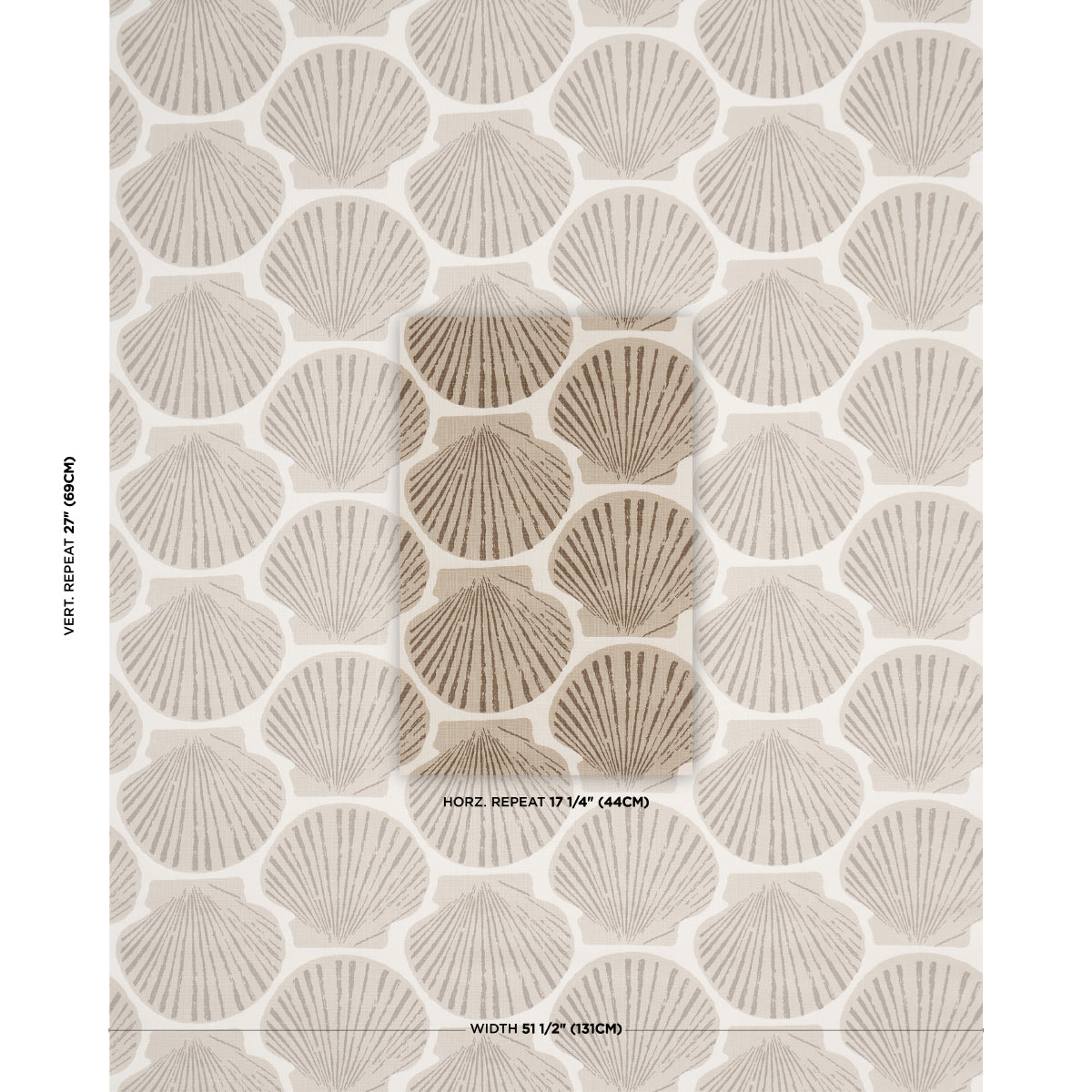 Scallop Shell fabric in Natural color - pattern number 183772 - by Schumacher in the Tillett collection