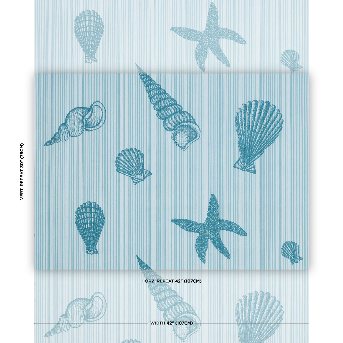 Seashells fabric in Ocean color - pattern number 183800 - by Schumacher in the Tillett collection
