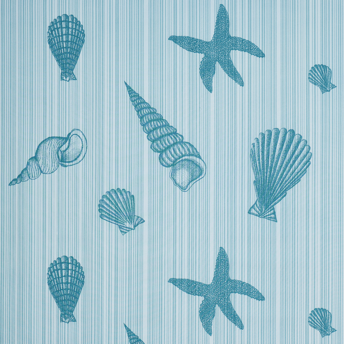 Seashells fabric in Ocean color - pattern number 183800 - by Schumacher in the Tillett collection