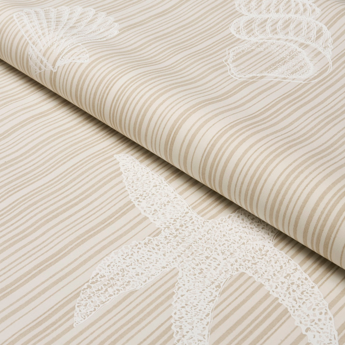 Seashells fabric in Natural color - pattern number 183801 - by Schumacher in the Tillett collection