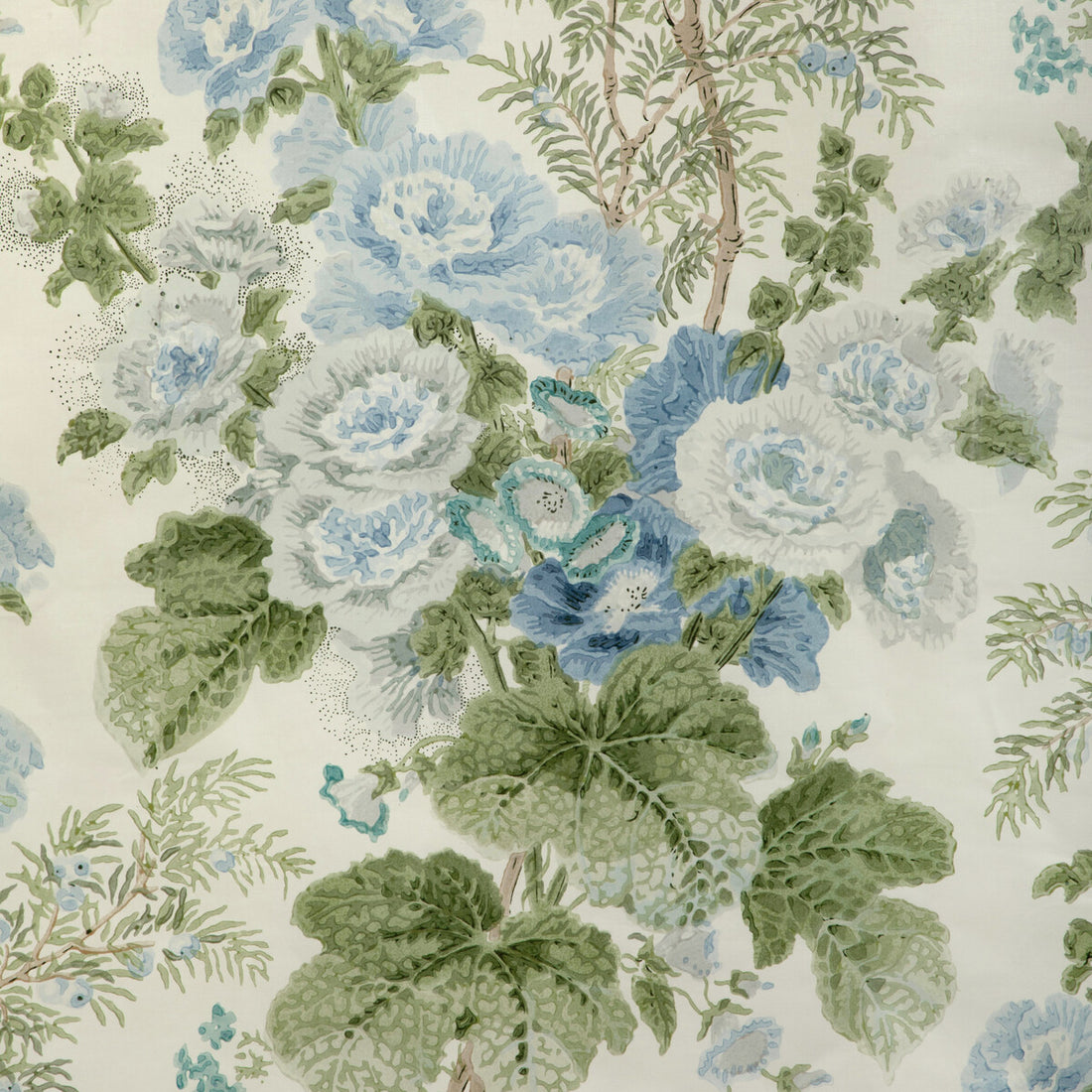 Hollyhock Hdb fabric in blue/leaf color - pattern 2005100.153.0 - by Lee Jofa in the Lee Jofa 200 collection