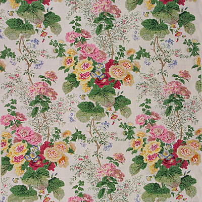 Hollyhock Hb fabric in wht/pink color - pattern 2005101.101.0 - by Lee Jofa