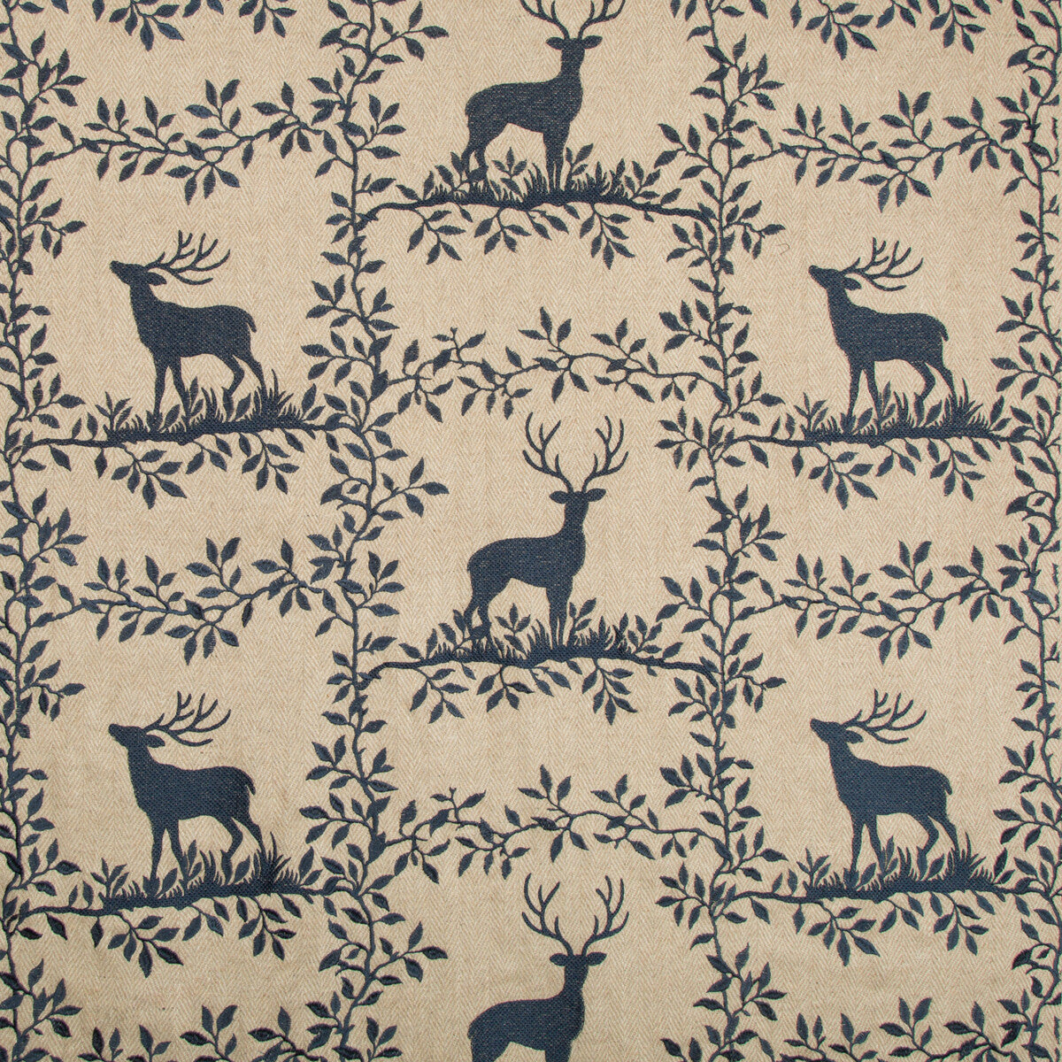 Caribou Emb fabric in navy color - pattern 2017123.50.0 - by Lee Jofa in the Lodge II Weaves And Embroideries collection