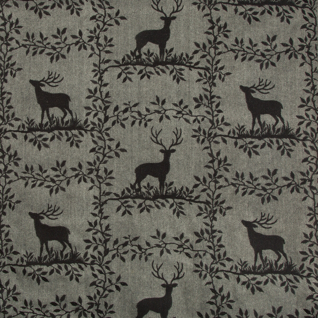 Caribou Emb fabric in black color - pattern 2017123.8.0 - by Lee Jofa in the Lodge II Weaves And Embroideries collection