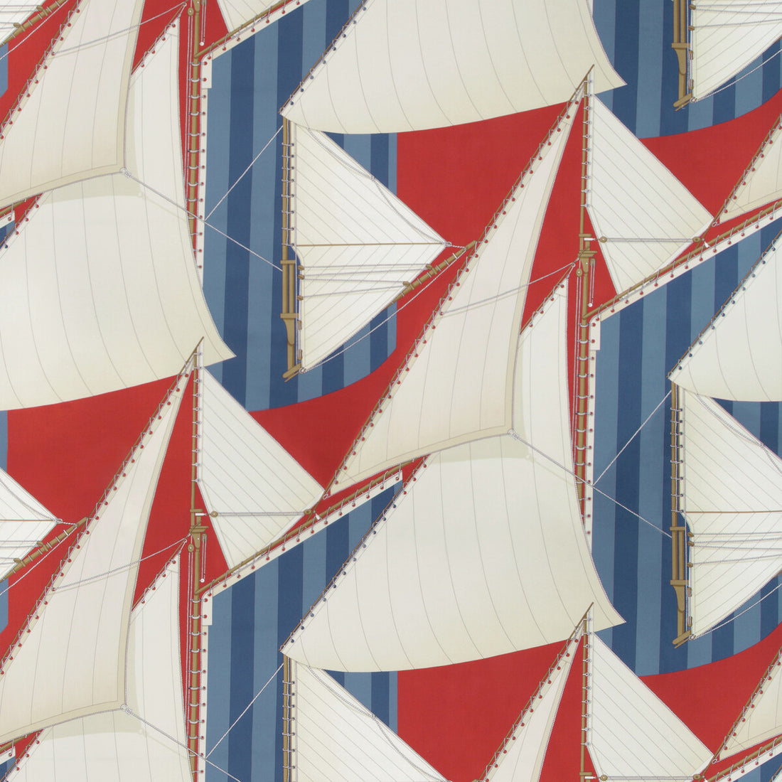 St Tropez Print fabric in red/blue color - pattern 2018136.195.0 - by Lee Jofa in the Suzanne Kasler The Riviera collection