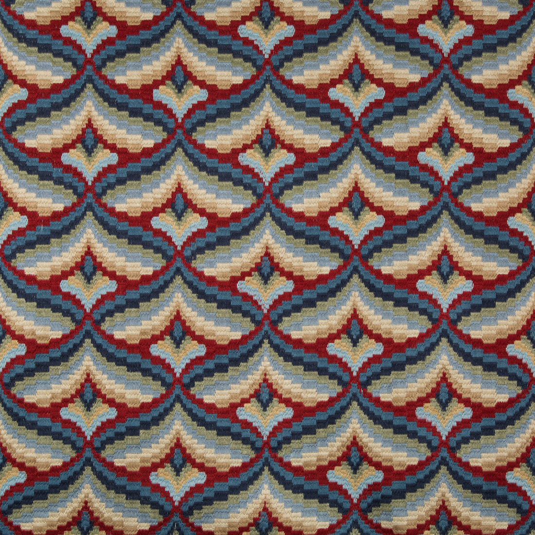Giles Embroidery fabric in red/blue color - pattern 2019106.195.0 - by Lee Jofa in the Manor House collection