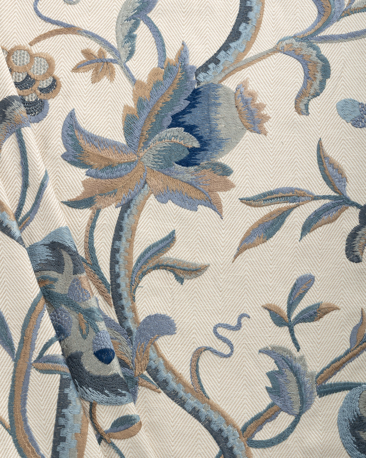 Dorton Embroidery fabric in Indigo color - pattern number 2019107.516.0 - by Lee Jofa in the Mayfair Embroideries collection