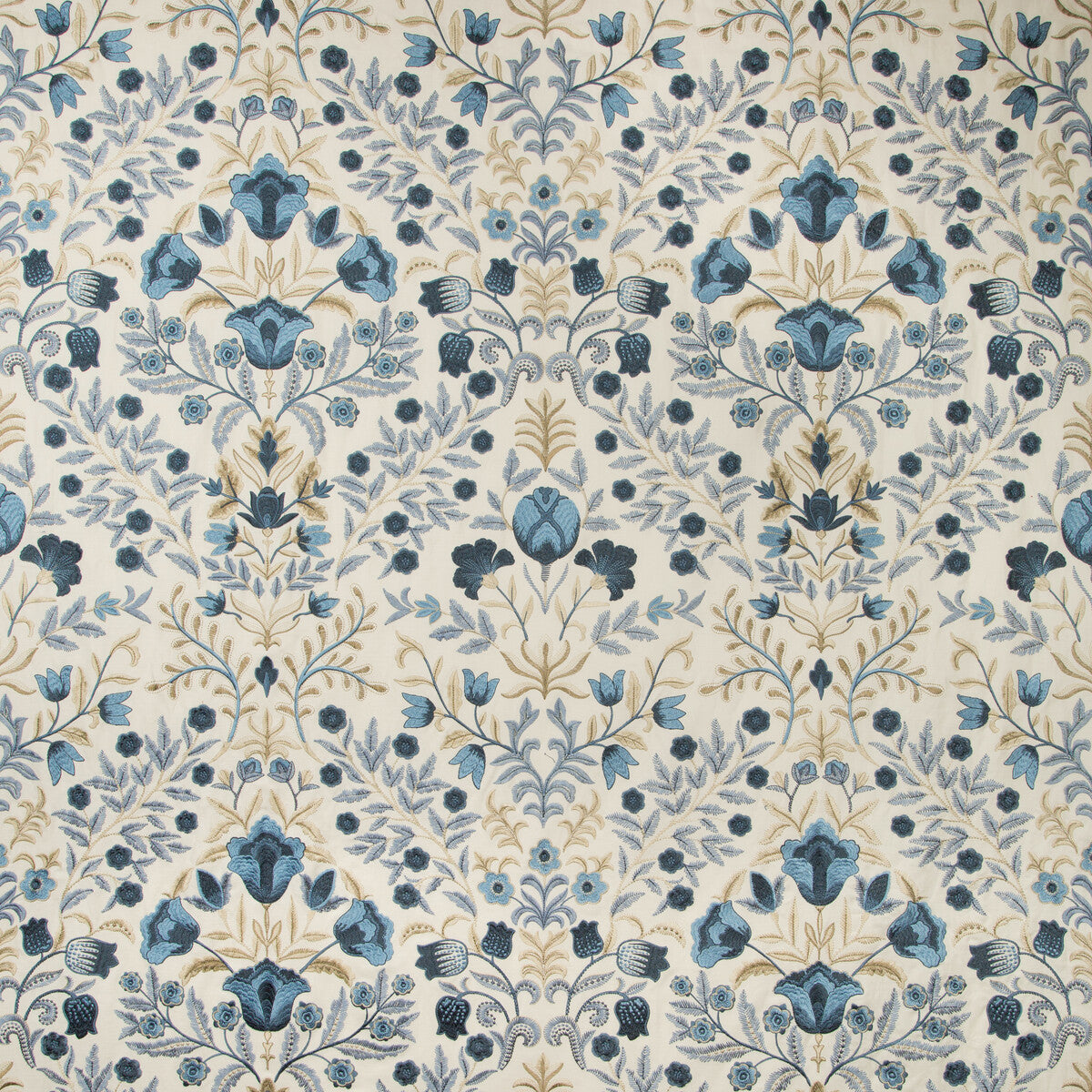 Luxford Embroidery fabric in indigo color - pattern 2019110.155.0 - by Lee Jofa in the Manor House collection