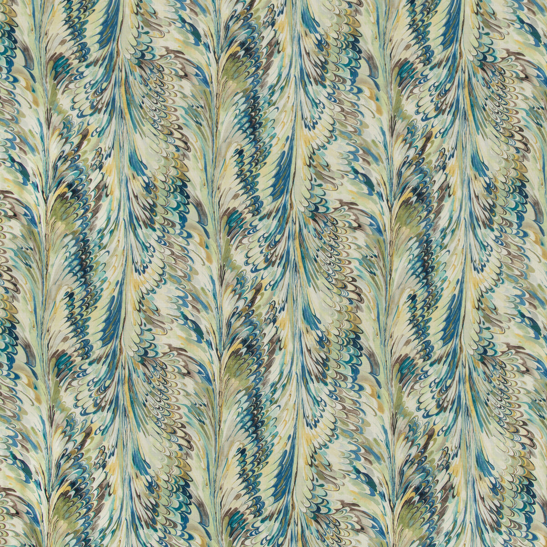 Taplow Print fabric in peacock/gold color - pattern 2019114.345.0 - by Lee Jofa in the Manor House collection