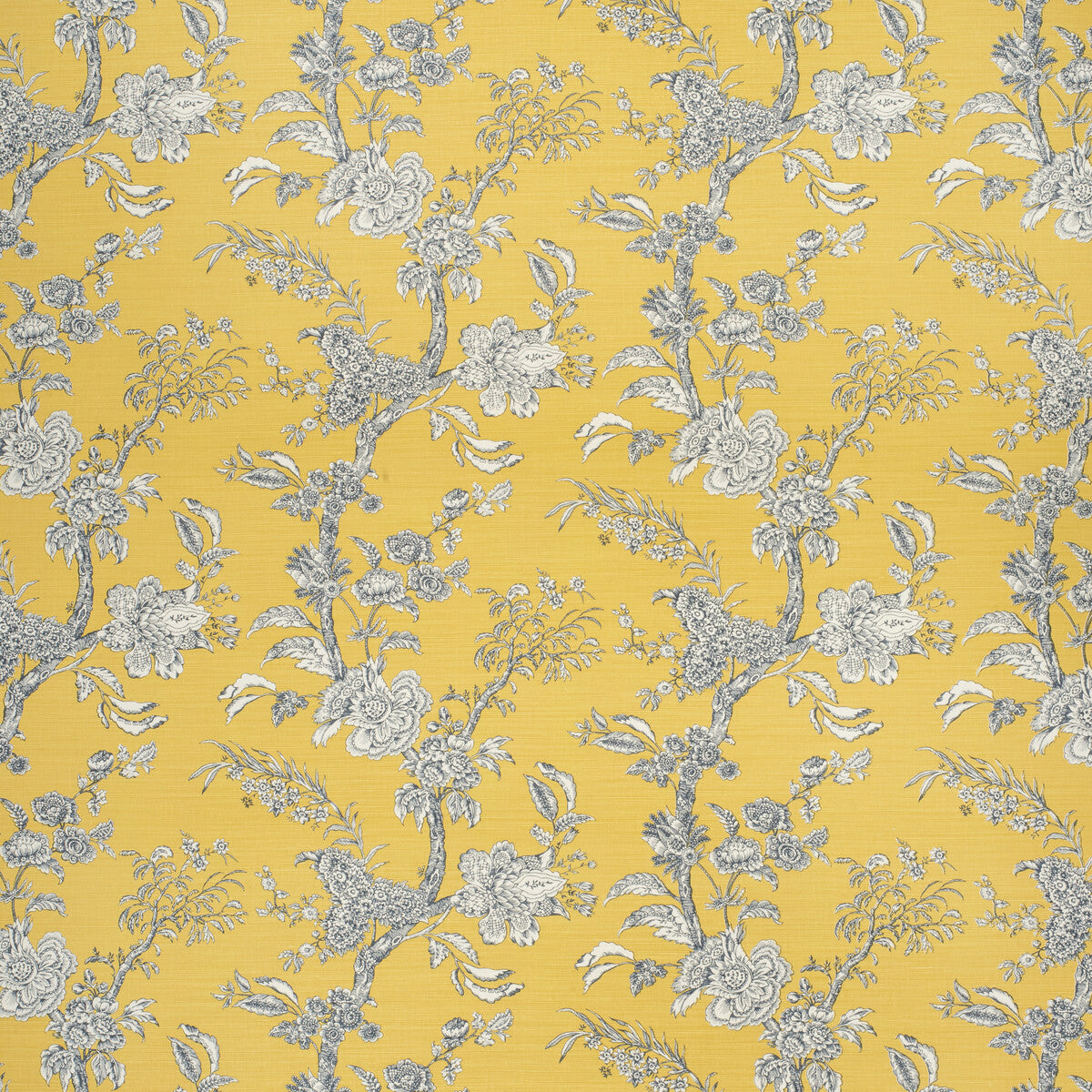 Beijing Blossom fabric in amb/navy color - pattern 2020120.450.0 - by Lee Jofa in the Paolo Moschino Fabrics collection