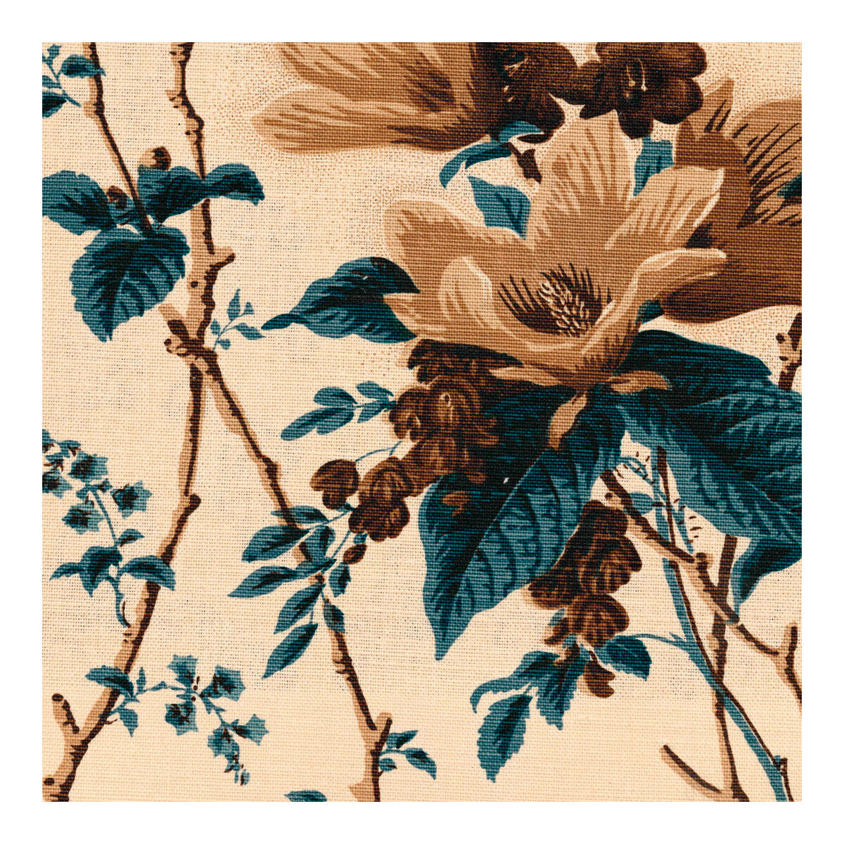 De La Tour fabric in blu/brow/ecru color - pattern 2020129.5616.0 - by Lee Jofa in the Paolo Moschino Fabrics collection