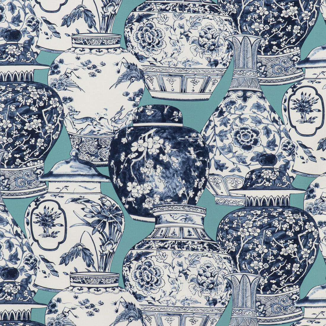Pandan Print fabric in aqua/blue color - pattern 2020194.1350.0 - by Lee Jofa in the Mindoro collection