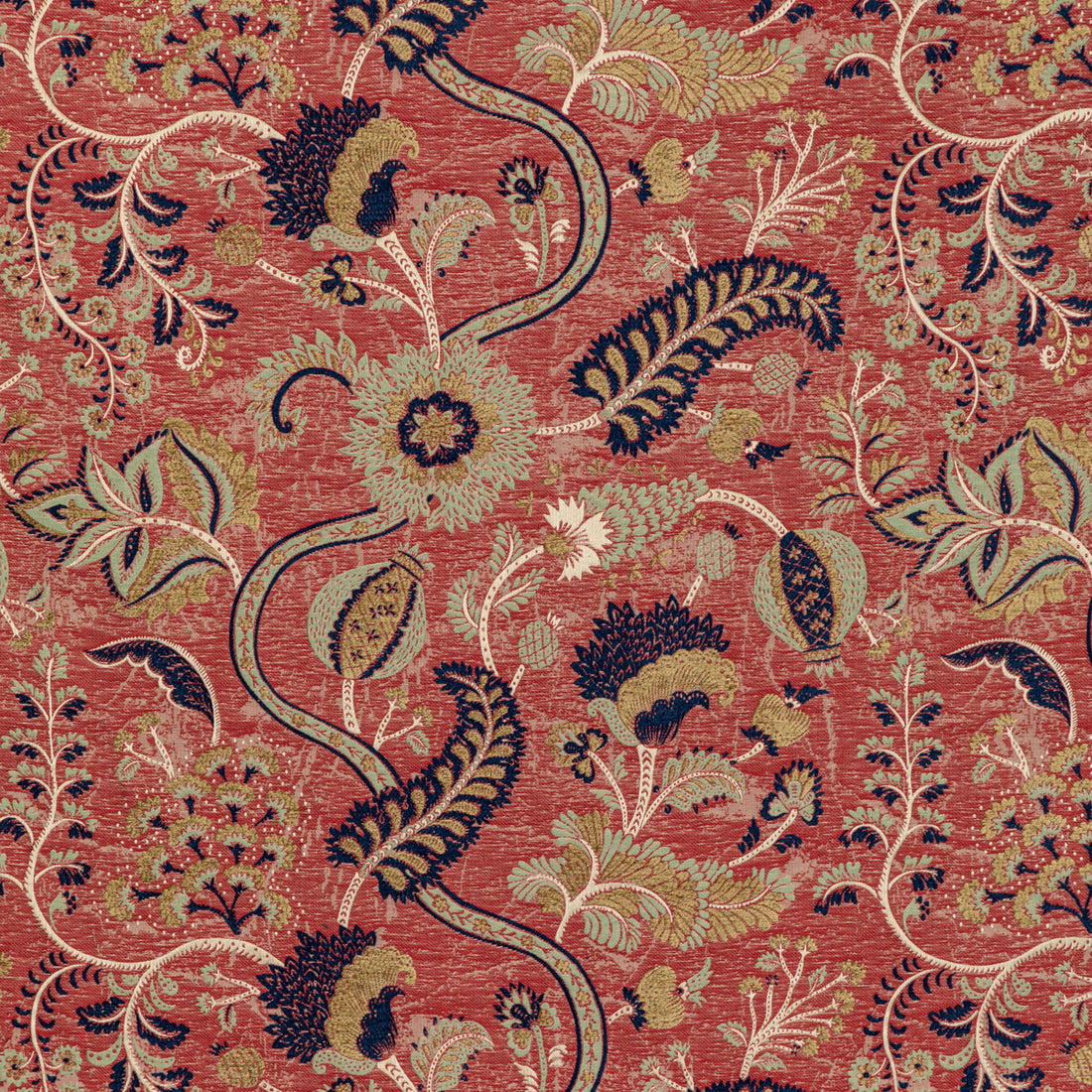 Jardin Bleu fabric in red/multi color - pattern 2020213.924.0 - by Lee Jofa in the Oscar De La Renta IV collection