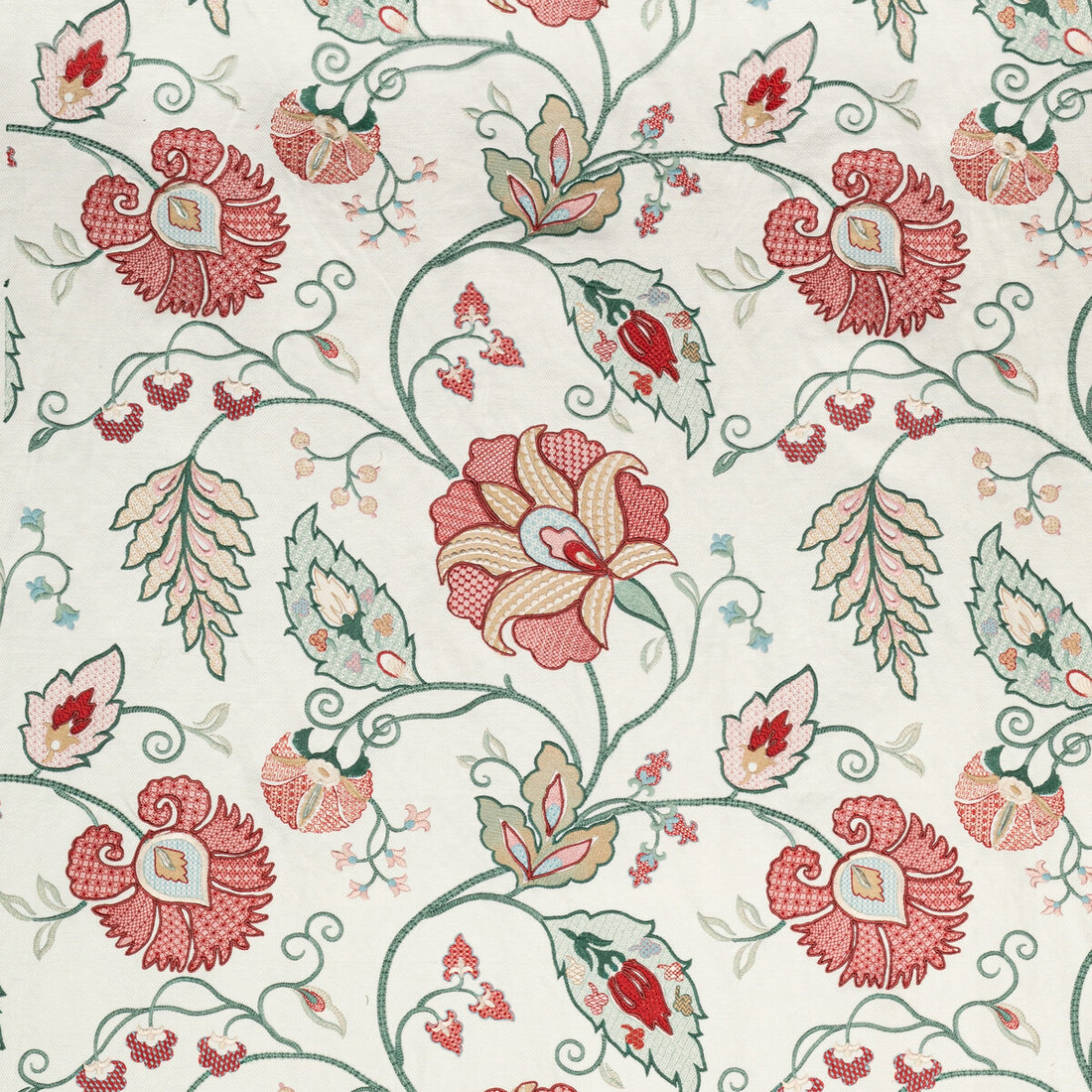 Shiraz Emb fabric in rose/jade color - pattern 2020215.97.0 - by Lee Jofa in the Oscar De La Renta IV collection