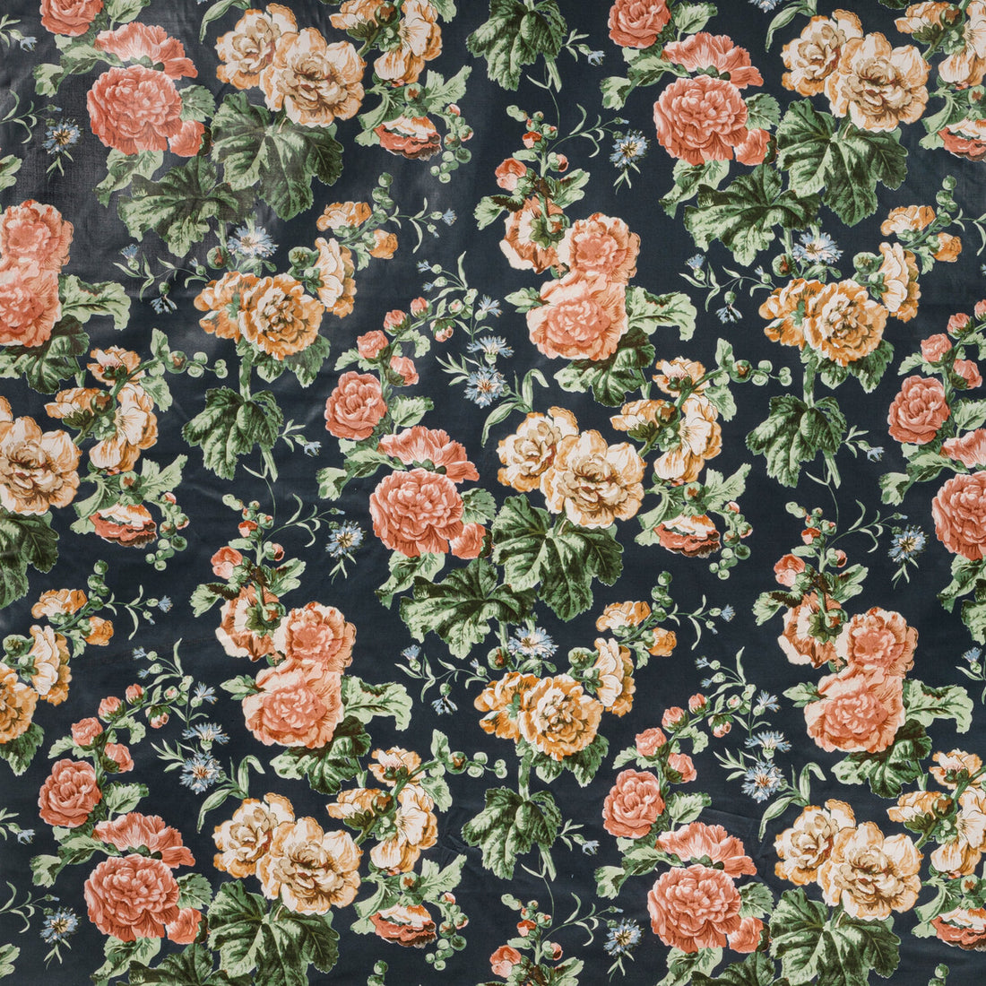 Upton Cotton fabric in navy/coral color - pattern 2020221.524.0 - by Lee Jofa in the Oscar De La Renta IV collection
