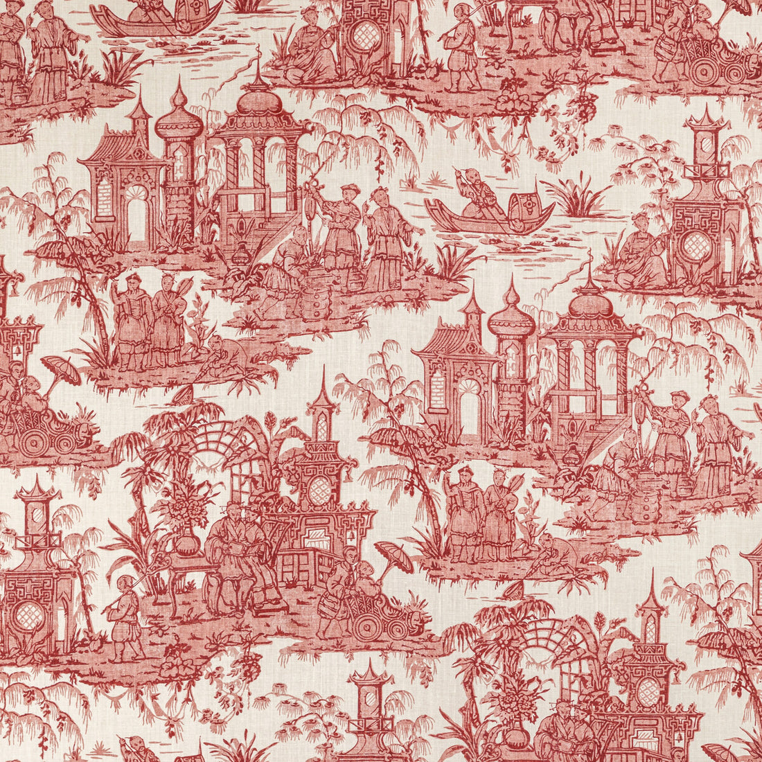 Pagoda Toile fabric in garnet color - pattern 2020224.19.0 - by Lee Jofa in the Oscar De La Renta IV collection
