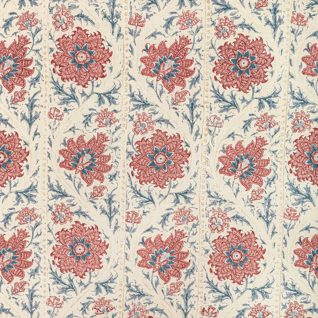 Calico Vine fabric in blue red color - pattern 2022102.195.0 - by Lee Jofa in the Sarah Bartholomew collection
