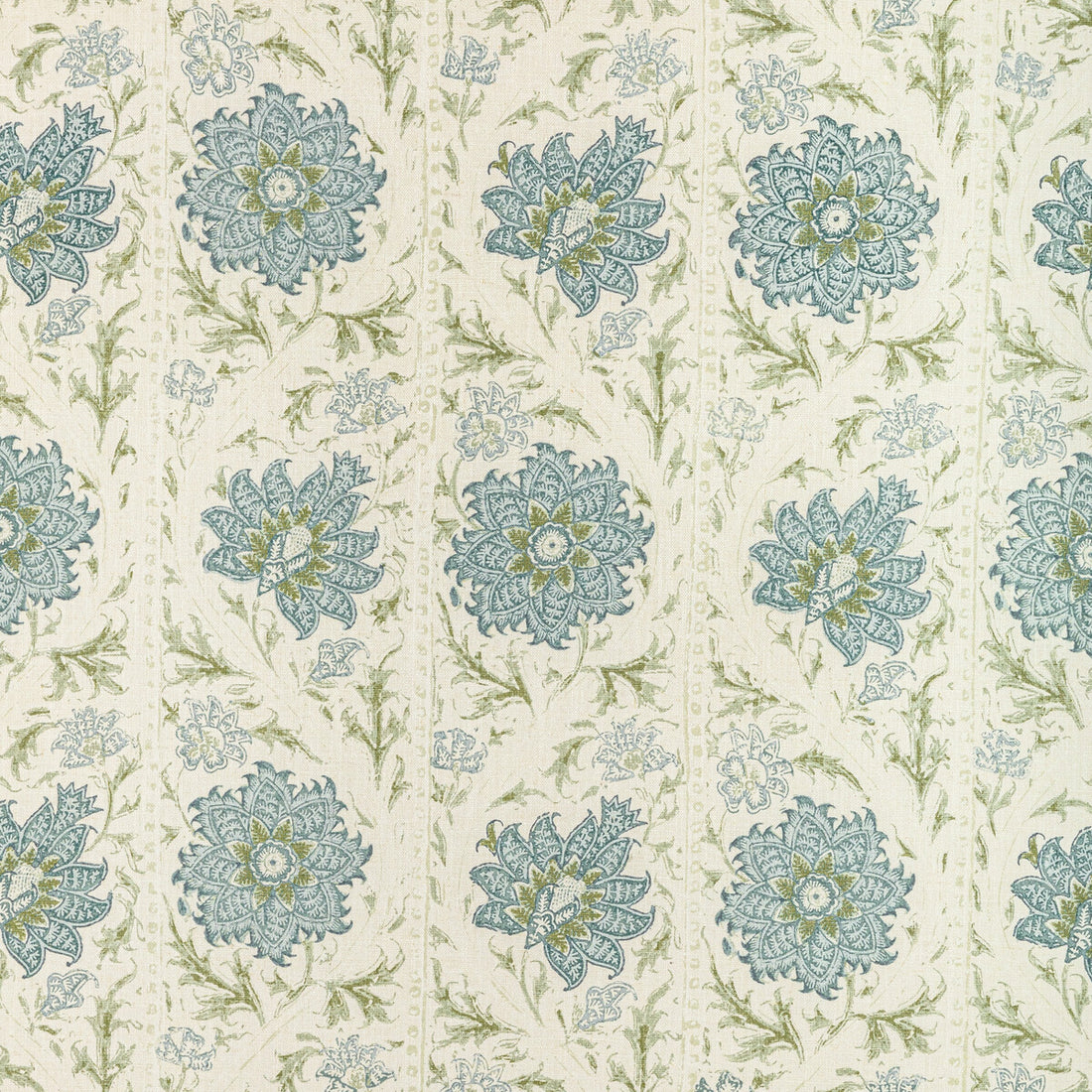 Calico Vine fabric in green blue color - pattern 2022102.530.0 - by Lee Jofa in the Sarah Bartholomew collection