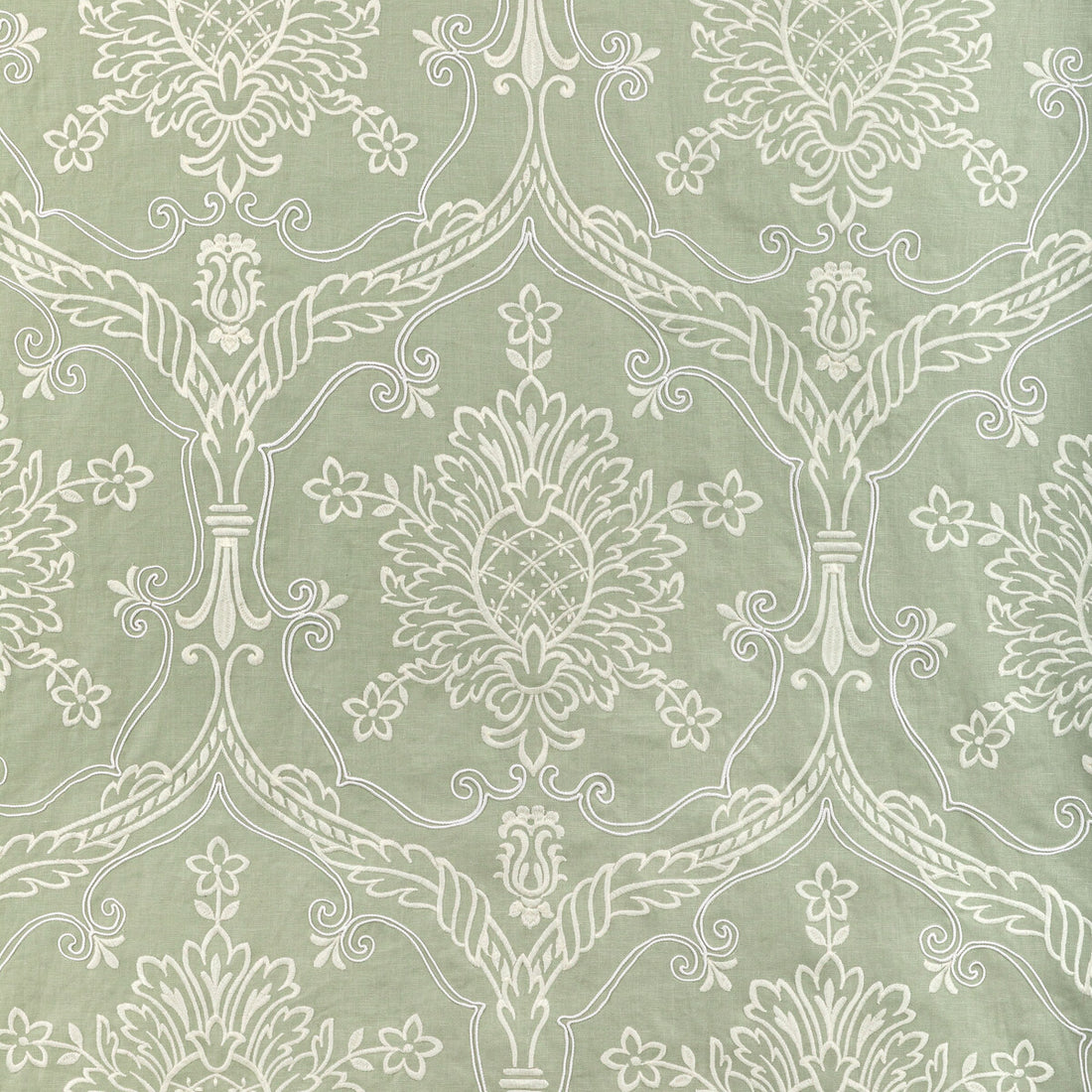 Hayes Embroidery fabric in celery color - pattern 2022110.123.0 - by Lee Jofa in the Bunny Williams Arcadia collection
