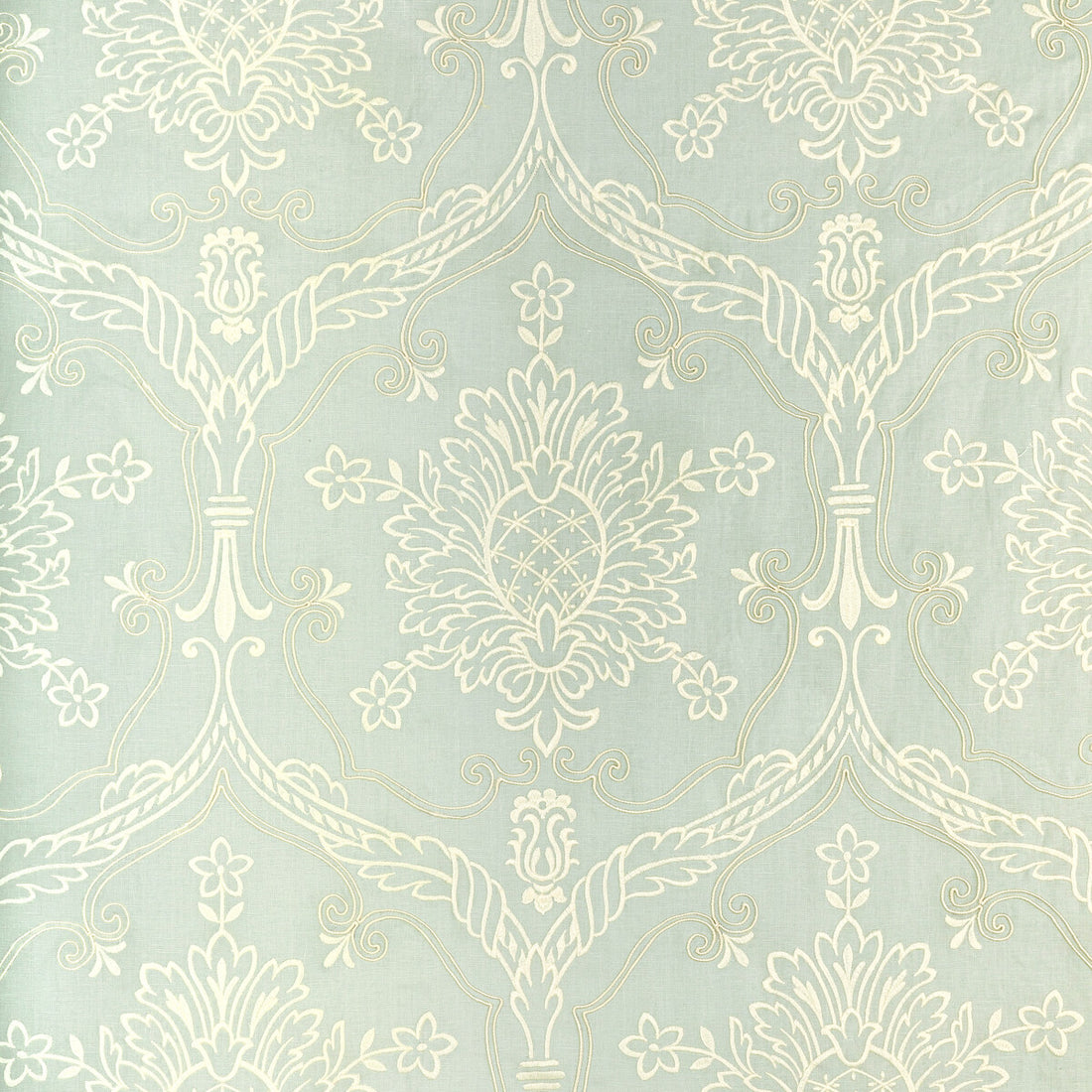 Hayes Embroidery fabric in aqua color - pattern 2022110.13.0 - by Lee Jofa in the Bunny Williams Arcadia collection