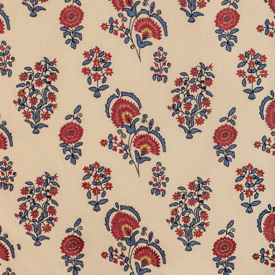 Mead Embroidery fabric in red/blue color - pattern 2022112.195.0 - by Lee Jofa in the Bunny Williams Arcadia collection