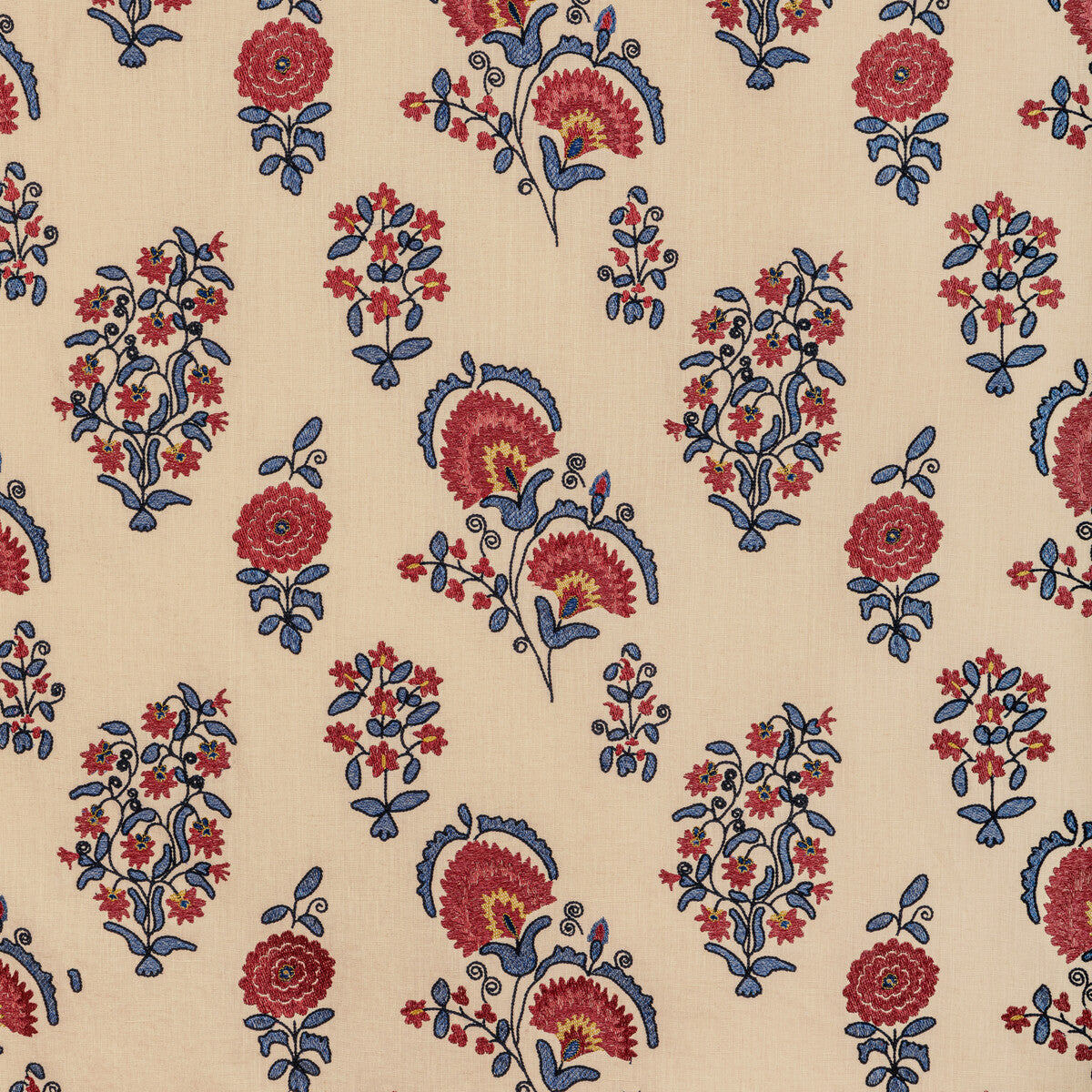 Mead Embroidery fabric in red/blue color - pattern 2022112.195.0 - by Lee Jofa in the Bunny Williams Arcadia collection