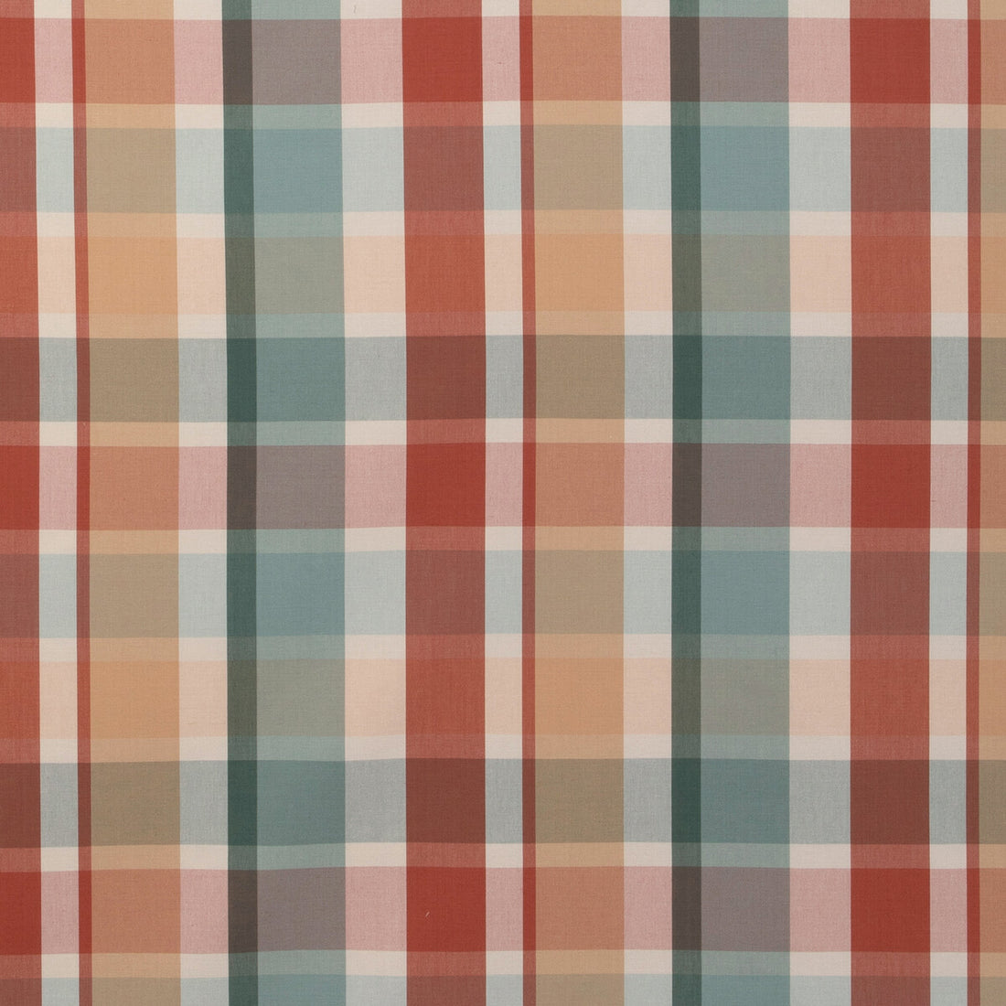 Fisher Plaid fabric in teal/spice color - pattern 2023107.519.0 - by Lee Jofa in the Highfield Stripes And Plaids collection