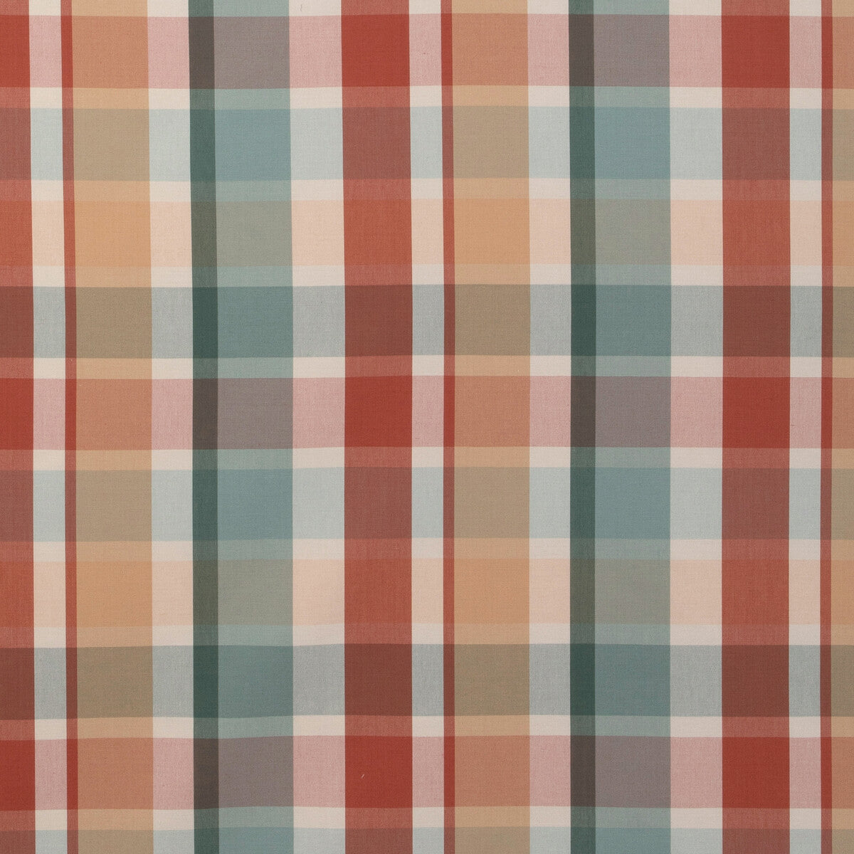 Fisher Plaid fabric in teal/spice color - pattern 2023107.519.0 - by Lee Jofa in the Highfield Stripes And Plaids collection